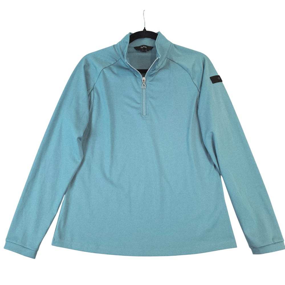 Horze Women 14 Quarter Zip Pullover Equestrian Riding Top Dusty Blue Long Sleeve - Picture 1 of 10